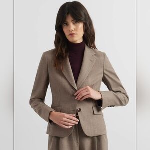 LARRY LEVINE CLASSIC WOMEN'S BROWN ONE BUTTON BLAZER SIZE 6